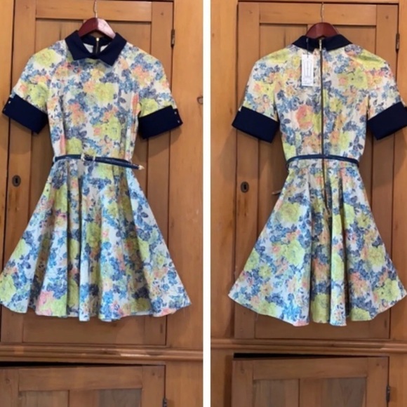 💛Closet of London,Excellent Mod Dress, Zippered Back,Gold Shimmer Throughout,6 - Picture 3 of 13